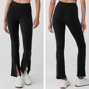 Black ALO front split leg pants size Medium